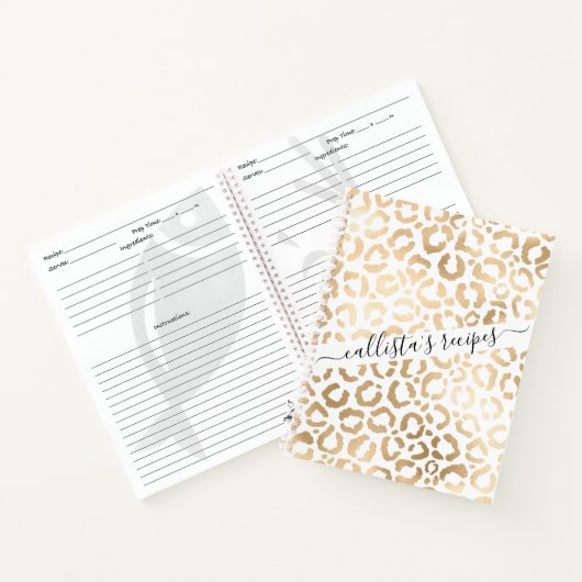 Elegant Gold White Leopard Cheetah Animal Print Notitieboek (Binnen)