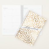 Elegant Gold White Leopard Cheetah Animal Print Planner (Display)