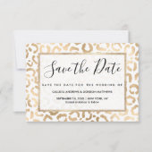 Elegant Gold White Leopard Cheetah Animal Print Save The Date (Voorkant)