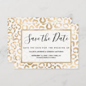 Elegant Gold White Leopard Cheetah Animal Print Save The Date (Voorkant / Achterkant)