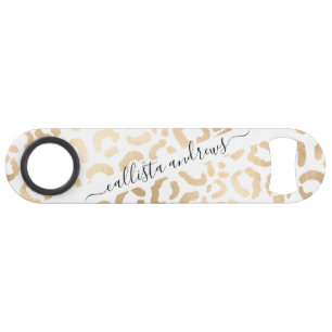 Elegant Gold White Leopard Cheetah Animal Print Speed Flessenopener