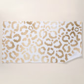 Elegant Gold White Leopard Cheetah Animal Print Strandlaken (Voorkant)