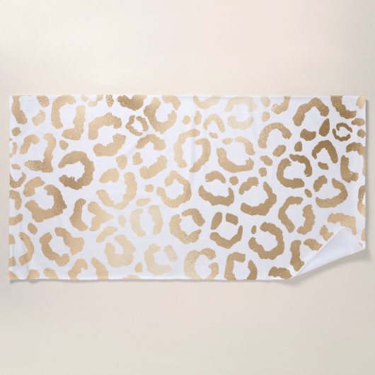 Elegant Gold White Leopard Cheetah Animal Print Strandlaken (Voorkant)
