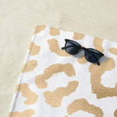 Elegant Gold White Leopard Cheetah Animal Print Strandlaken (In situ)