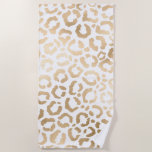 Elegant Gold White Leopard Cheetah Animal Print Strandlaken<br><div class="desc">Deze elegante en chic animal print is perfect voor de stijlvolle en trendy fashionista. Het is voorzien van een handgetekend faux bedrukt gouden folie cheetah leopard patroon boven op een eenvoudige witte achtergrond. Welke kan worden veranderd door op de pas opties aan te klikken. Het is een luxueus en stijlvol...</div>