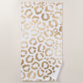 Elegant Gold White Leopard Cheetah Animal Print Strandlaken (Voorkant)