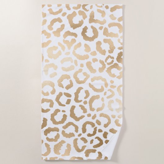 Elegant Gold White Leopard Cheetah Animal Print Strandlaken (Voorkant)