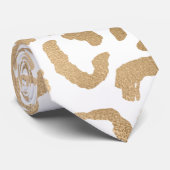 Elegant Gold White Leopard Cheetah Animal Print Stropdas (Opgerold)