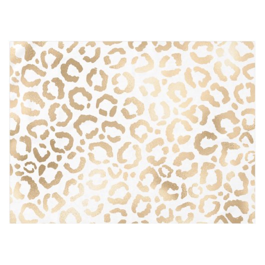 Elegant Gold White Leopard Cheetah Animal Print Tafelkleed (Voorkant (Horizontaal))