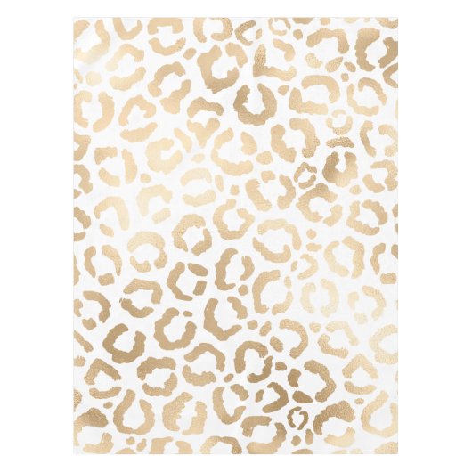 Elegant Gold White Leopard Cheetah Animal Print Tafelkleed (Voorkant)