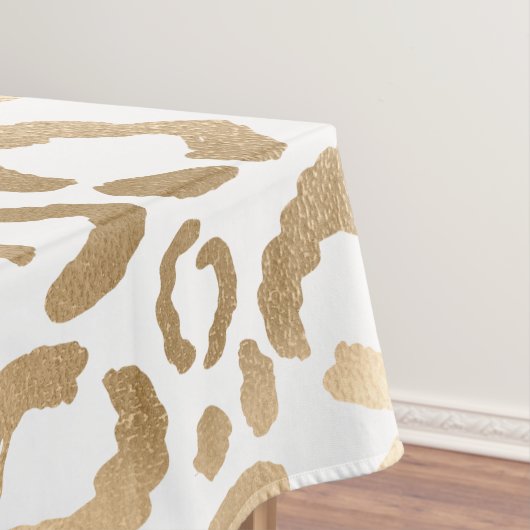 Elegant Gold White Leopard Cheetah Animal Print Tafelkleed (Voorbeeld)