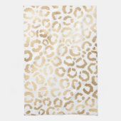 Elegant Gold White Leopard Cheetah Animal Print Theedoek (Verticaal)