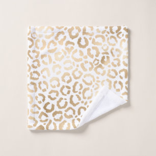 Elegant Gold White Leopard Cheetah Animal Print Washandje