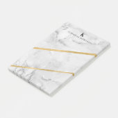 Elegant Gold White Marble Monogram Post-it® Notes (Schuin)