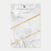 Elegant Gold White Marble Monogram Post-it® Notes (Voorkant)