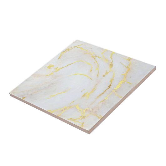 Elegant Gold White Marble Sjabloon Tegeltje (Zijkant)