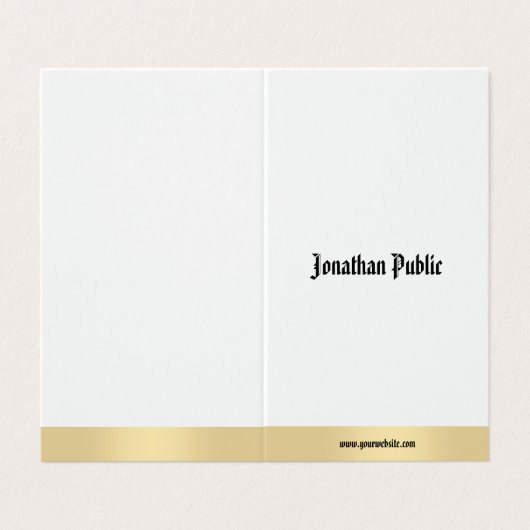 Elegant Gold White Minimalist Calligraphy Script Visitekaartje (Buitenkant ongevouwen)