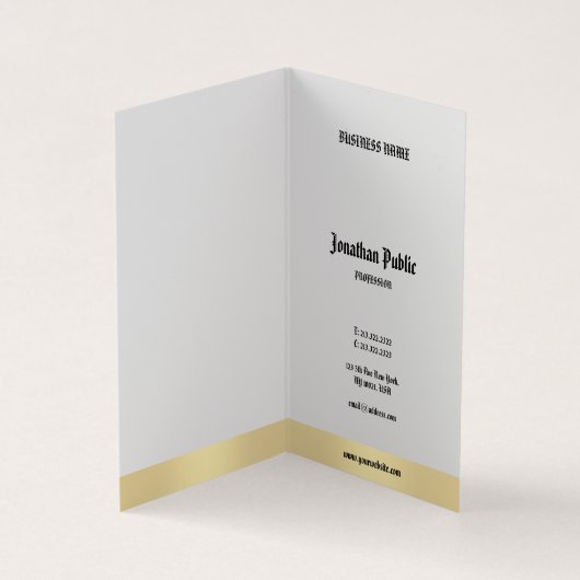 Elegant Gold White Minimalist Calligraphy Script Visitekaartje (Binnen)