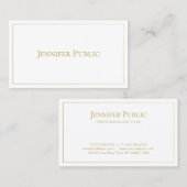 Elegant Gold White Minimalist Chic Plain Trendy Visitekaartje