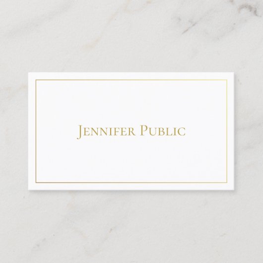 Elegant Gold White Minimalist Chic Plain Trendy Visitekaartje
