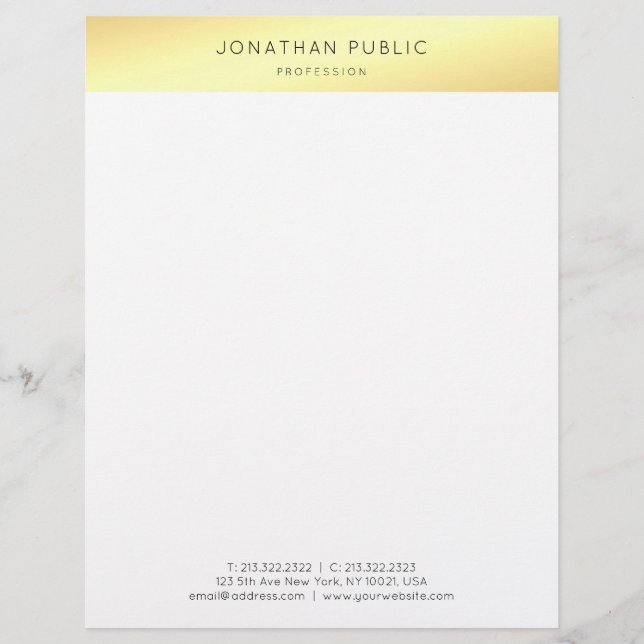 Elegant Gold White Minimalist Moderne Professional Briefhoofd (Voorkant)
