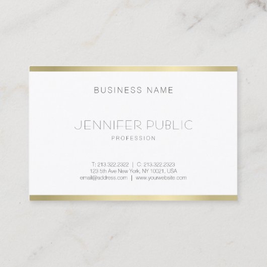 Elegant Gold White Minimalist Sjabloon Moderne Visitekaartje (Achterkant)