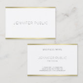 Elegant Gold White Minimalist Sjabloon Moderne Visitekaartje (Voorkant / Achterkant)