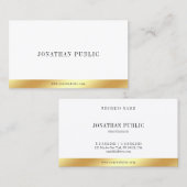 Elegant Gold White Minimalist Sjabloon Moderne Visitekaartje (Voorkant / Achterkant)