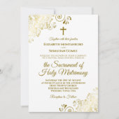 Elegant Gold & White Modern katholieke bruiloft Kaart (Voorkant)