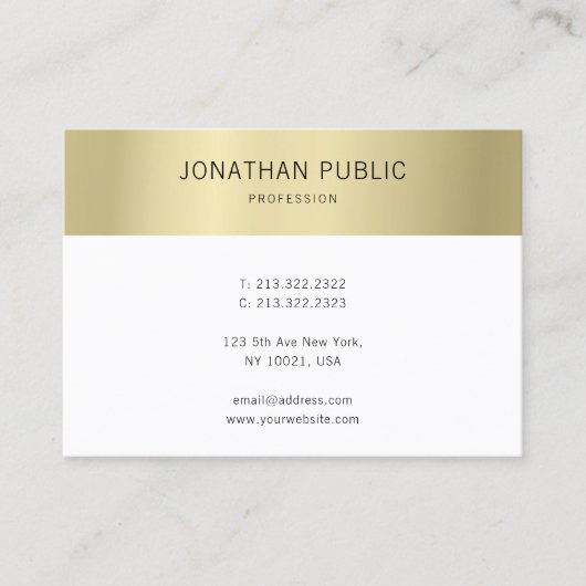 Elegant Gold White Modern Simple Sjabloon Visitekaartje (Voorkant)