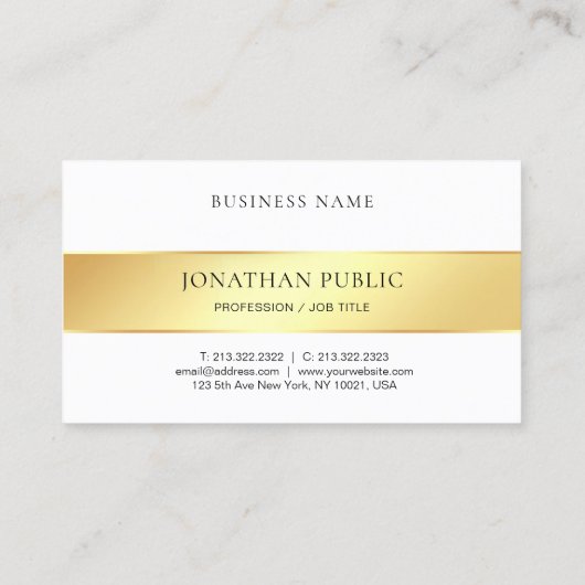 Elegant Gold White Moderne Sjabloon Professional Visitekaartje (Achterkant)