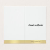 Elegant Gold White Old English Calligraphy Script Visitekaartje (Buitenkant ongevouwen)