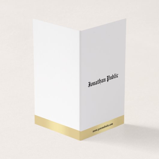 Elegant Gold White Old English Calligraphy Script Visitekaartje (Buitenkant)