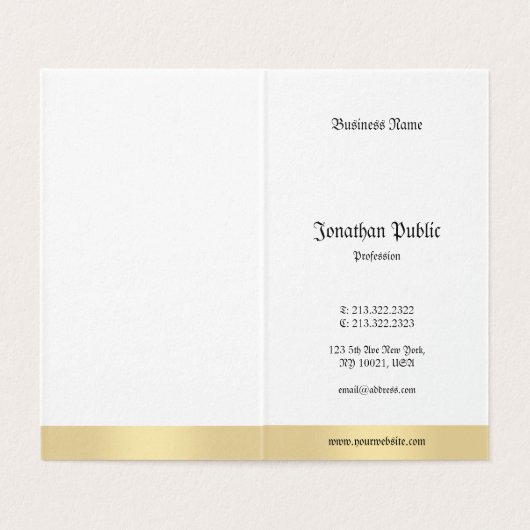 Elegant Gold White Old Style Classic Calligrafie Visitekaartje (Binnenkant ongevouwen)