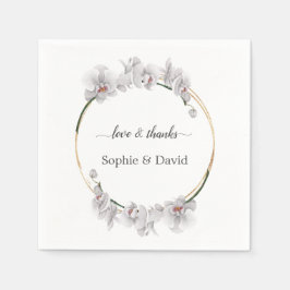 Elegant Gold White Orchid Flowers Bloom Wedding Servet