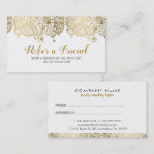 Elegant Gold & White Paisley Kant Referral Kaart (Voorkant / Achterkant)