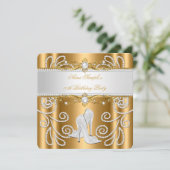 Elegant Gold White Pearl Diamond High-Groep 3 Kaart (Staand voorkant)