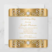 Elegant Gold White Pearl Diamond High-Groep 3 Kaart (Achterkant)