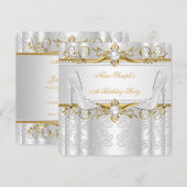 Elegant Gold White Pearl Diamond High Heels Party Kaart (Voorkant / Achterkant)