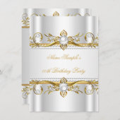 Elegant Gold White Pearl Silk Birthday Party Kaart (Voorkant / Achterkant)