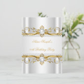 Elegant Gold White Pearl Silk Birthday Party Kaart (Staand voorkant)