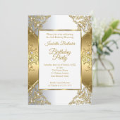 Elegant Gold White Pearl Silver Birthday Party Kaart (Staand voorkant)