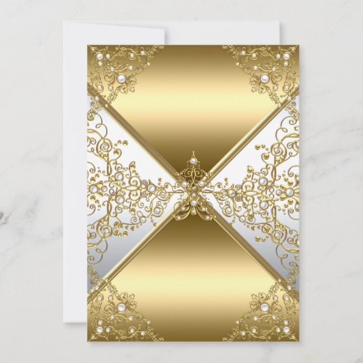 Elegant Gold White Pearl Silver Birthday Party Kaart (Achterkant)