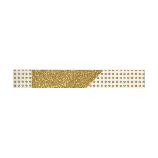 Elegant Gold White Polka Dots Glitter Photo Print Omwikkelbaar Adreslabel (Individueel)