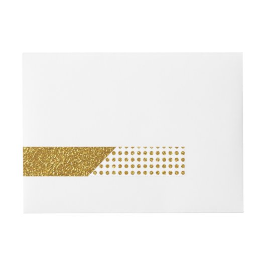 Elegant Gold White Polka Dots Glitter Photo Print Omwikkelbaar Adreslabel (Voorkant)