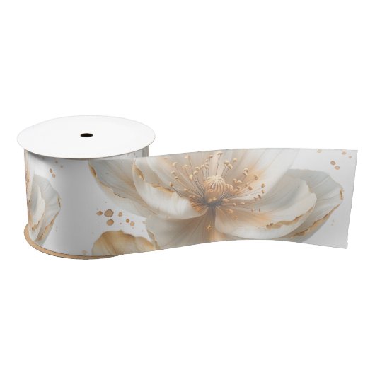 Elegant Gold & White Poppy Wedding  Satijnen Lint (Spoel)