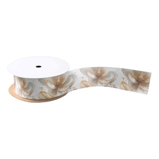 Elegant Gold & White Poppy Wedding  Satijnen Lint (Spoel)
