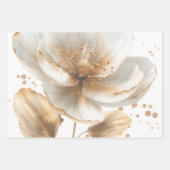 Elegant Gold & White Poppy Wedding Wrapping Paper (Voorkant)