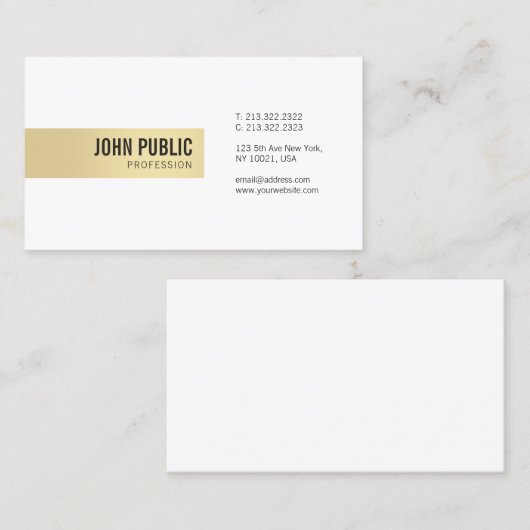 Elegant Gold White Professional Eenvoudige Sjabloo Visitekaartje (Voorkant / Achterkant)