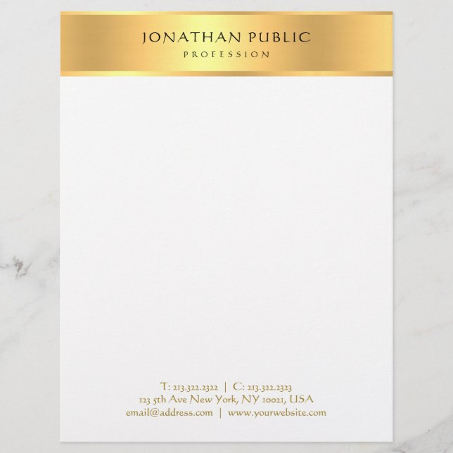 Elegant Gold White Professional Moderne Sjabloon Briefhoofd (Voorkant)